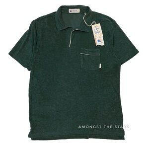 Laguna Terry Cloth Towel Sage Leaf Green Pool Collared Polo Shirt